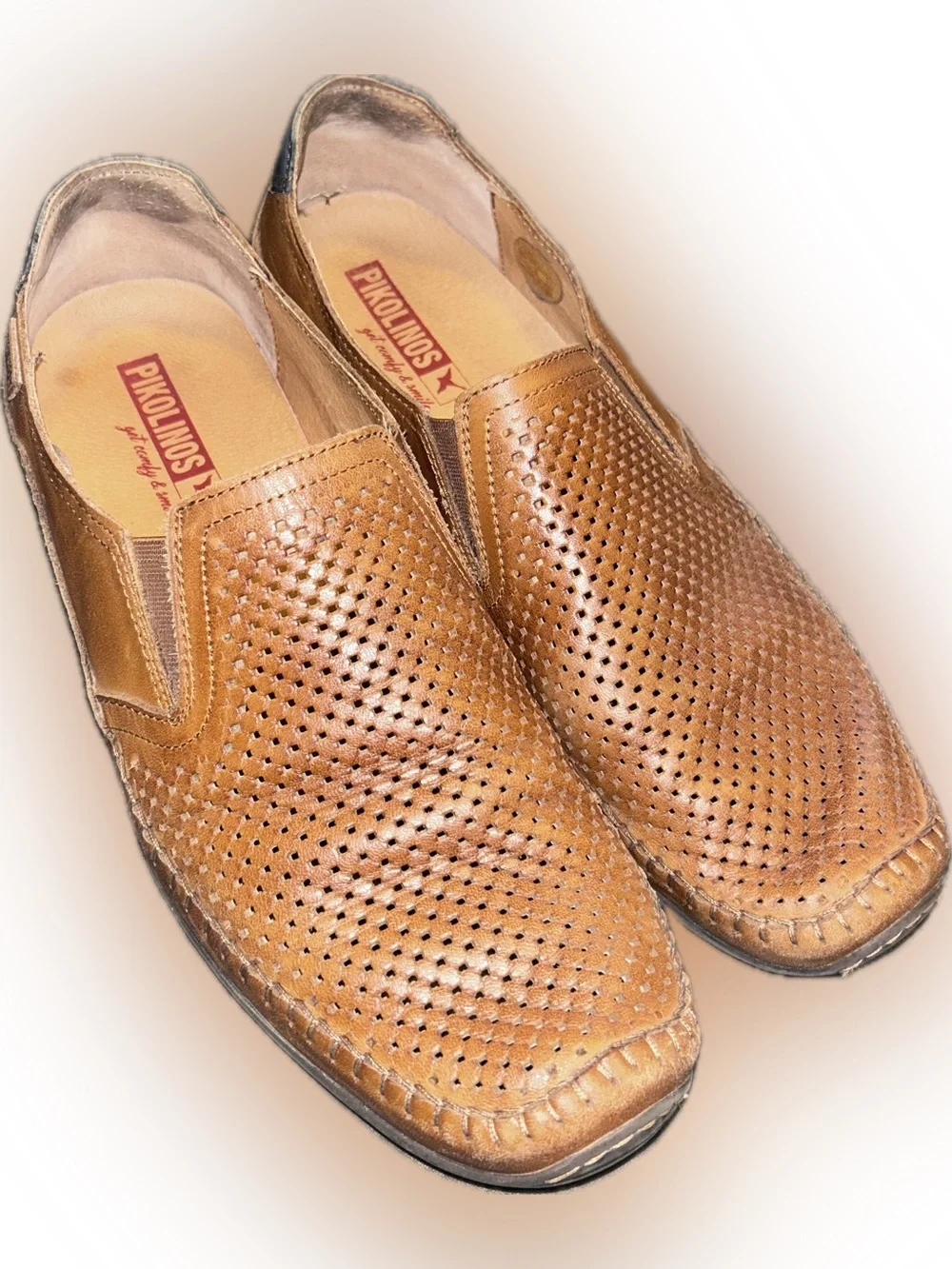 PIKOLINOS Azores Men’s Perforated Brandy Brown Leather Slip-On Loafers Shoes 46